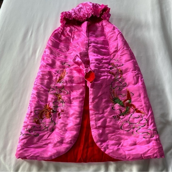 Satin Hooded Cape with Oriental Embroidery - Picture 7 of 7